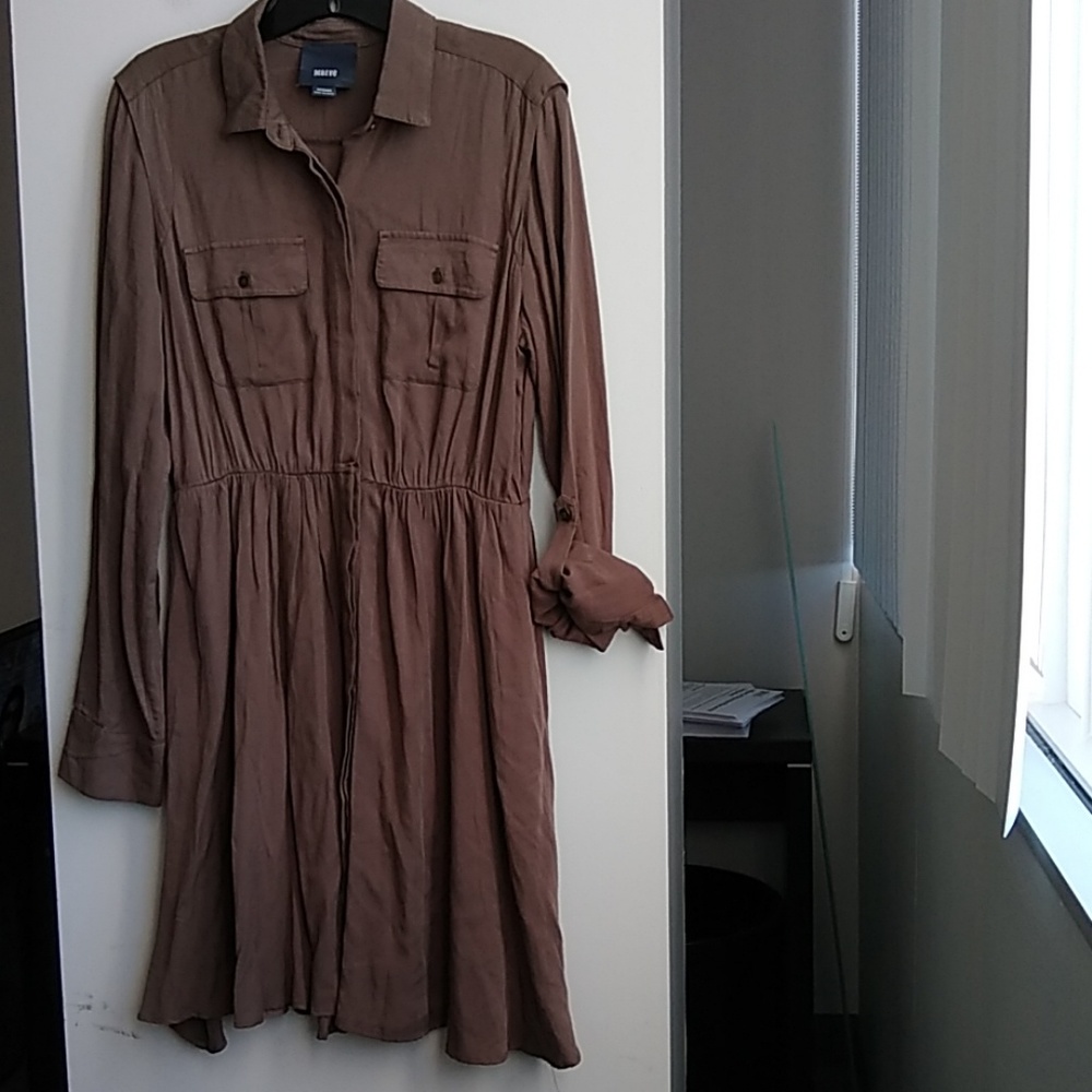 Anthropologie Maeve Dakota olive rayon dress Med